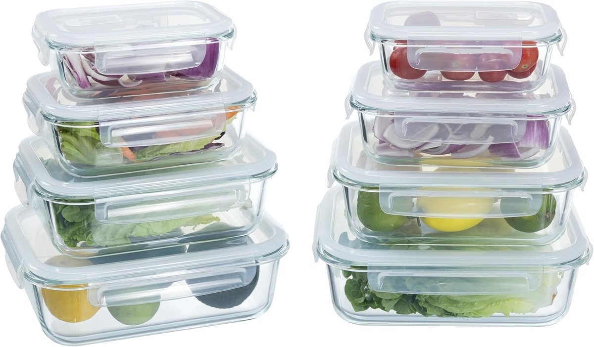 Meal Prep Bakjes Glas - Vershoudbakjes - Diepvriesbakjes - Met Deksel - voorraadbakjes