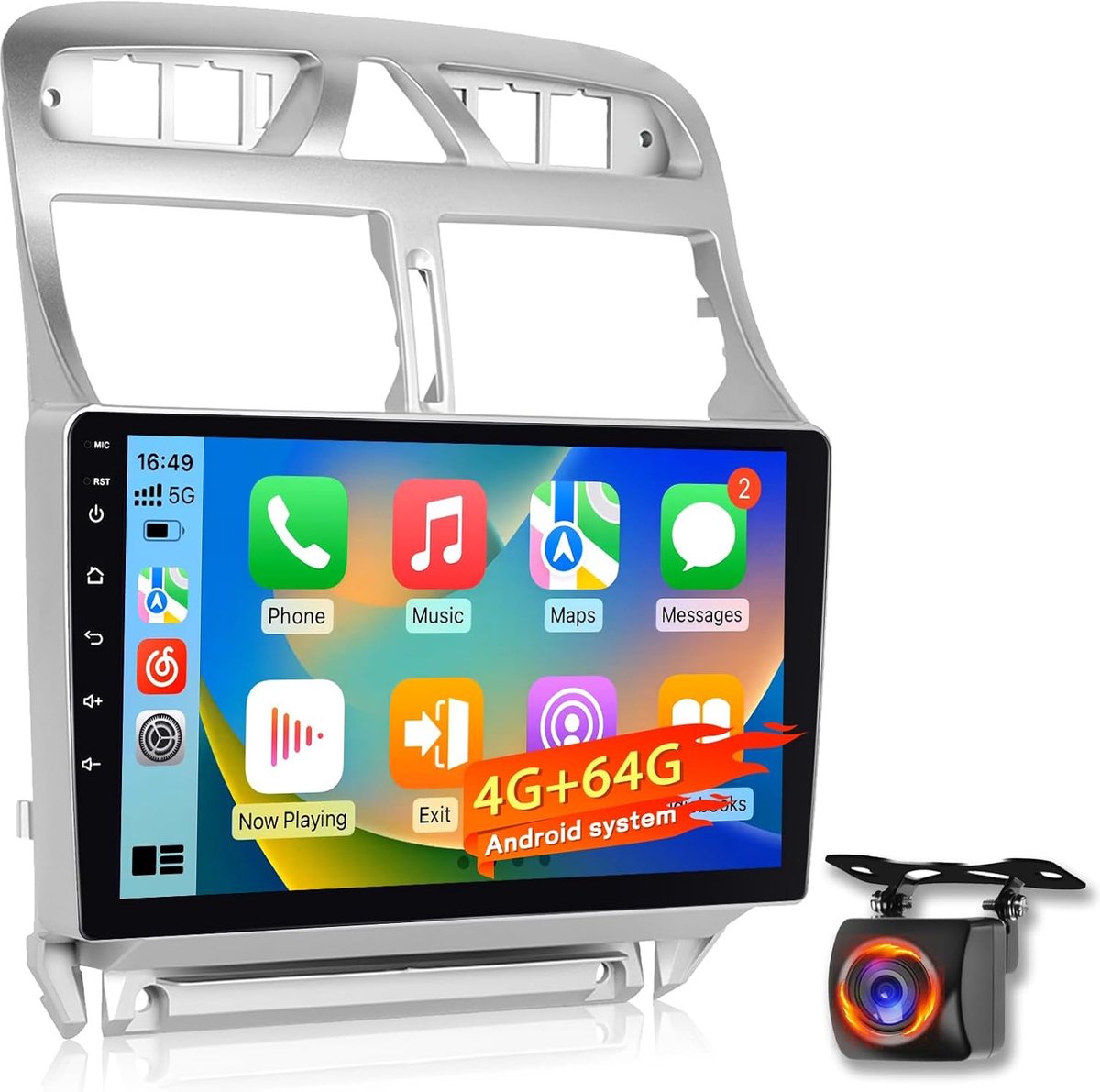 9 Inch Android Autoradio voor Peugeot 307 (2002-2013) met Wireless CarPlay, Android Auto, GPS en Achteruitrijcamera