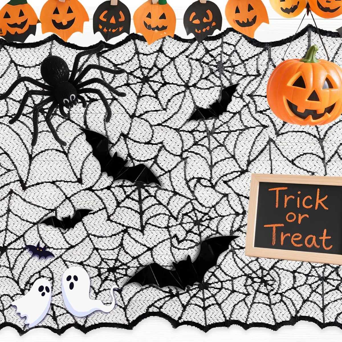 Spookachtig Tafelkleed met Spinnenwebben voor Halloween Decoratie