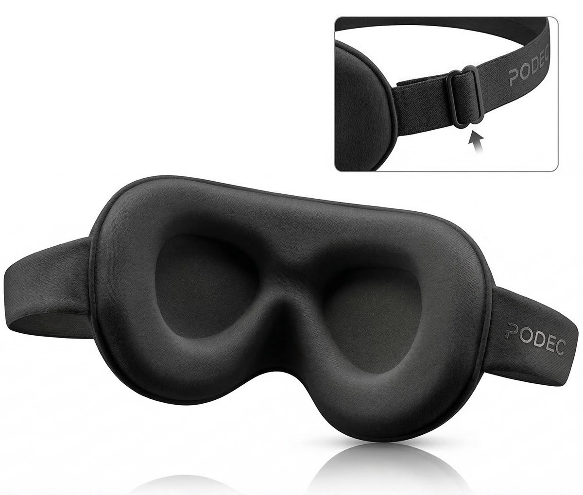 Bol.com Podec Verstelbaar Slaapmasker - 100% Verduisterend - Voor Mannen en Vrouwen - Oogmasker Slaap - Ademend Memory Foam aanbieding