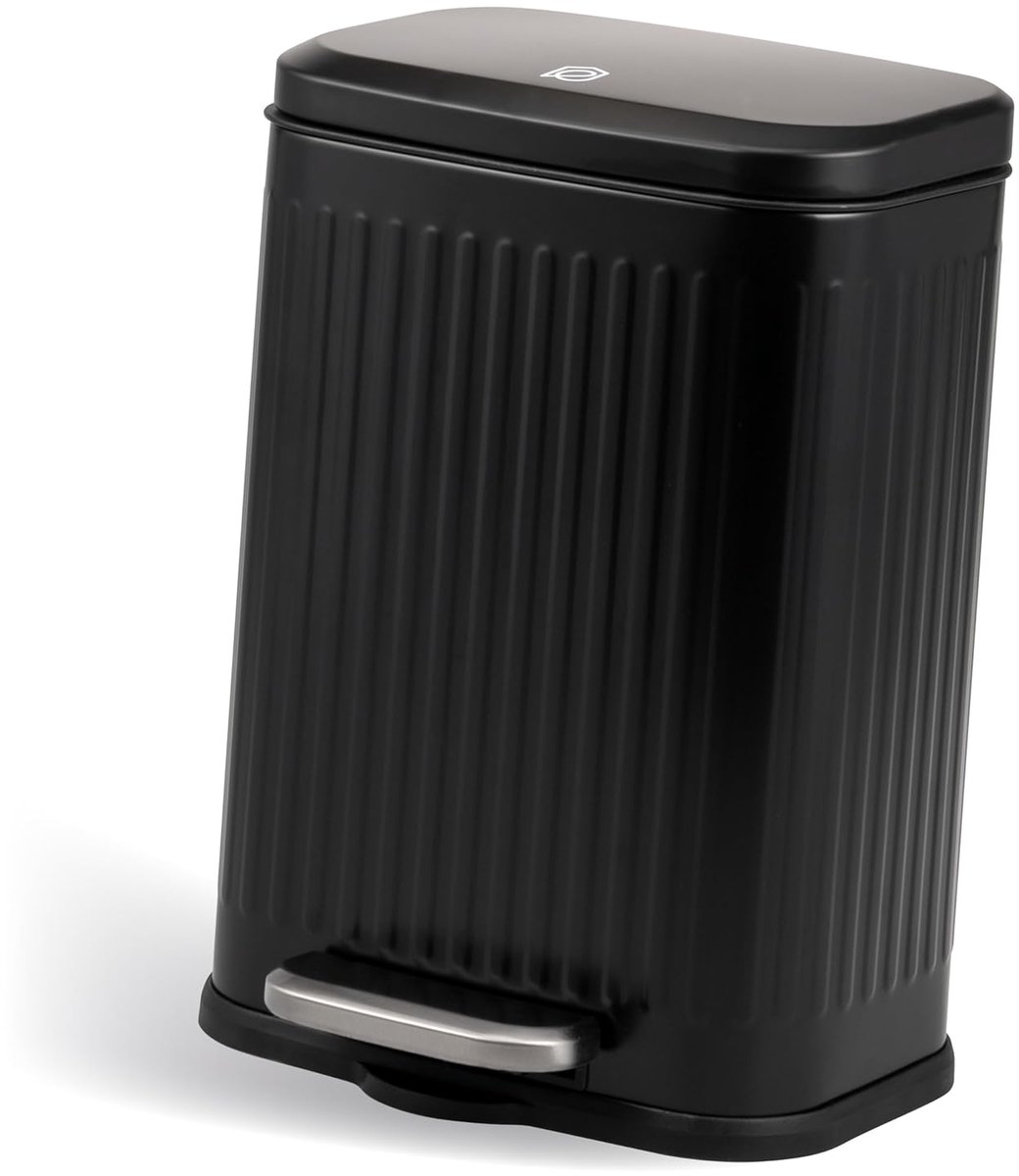 Metalen Pedaalemmer 6 Liter Zwart - Stijlvolle Badkamer- of Keukenafvalbak met Soft-Close