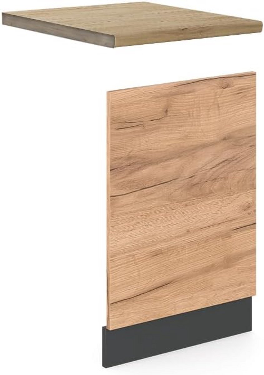 Keukenkast Onderkast R-Line Krachtig Eiken Goud/Antraciet 45 cm - Modulair Systeem