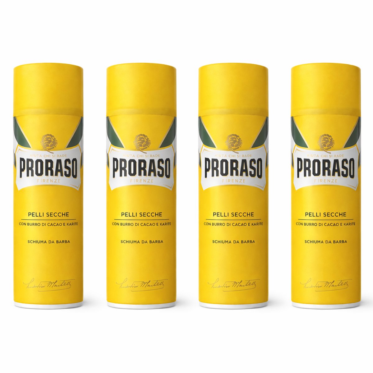 Proraso - Scheerschuim - Cacaoboter & Karitéboter - 400 ml - 4-delige set