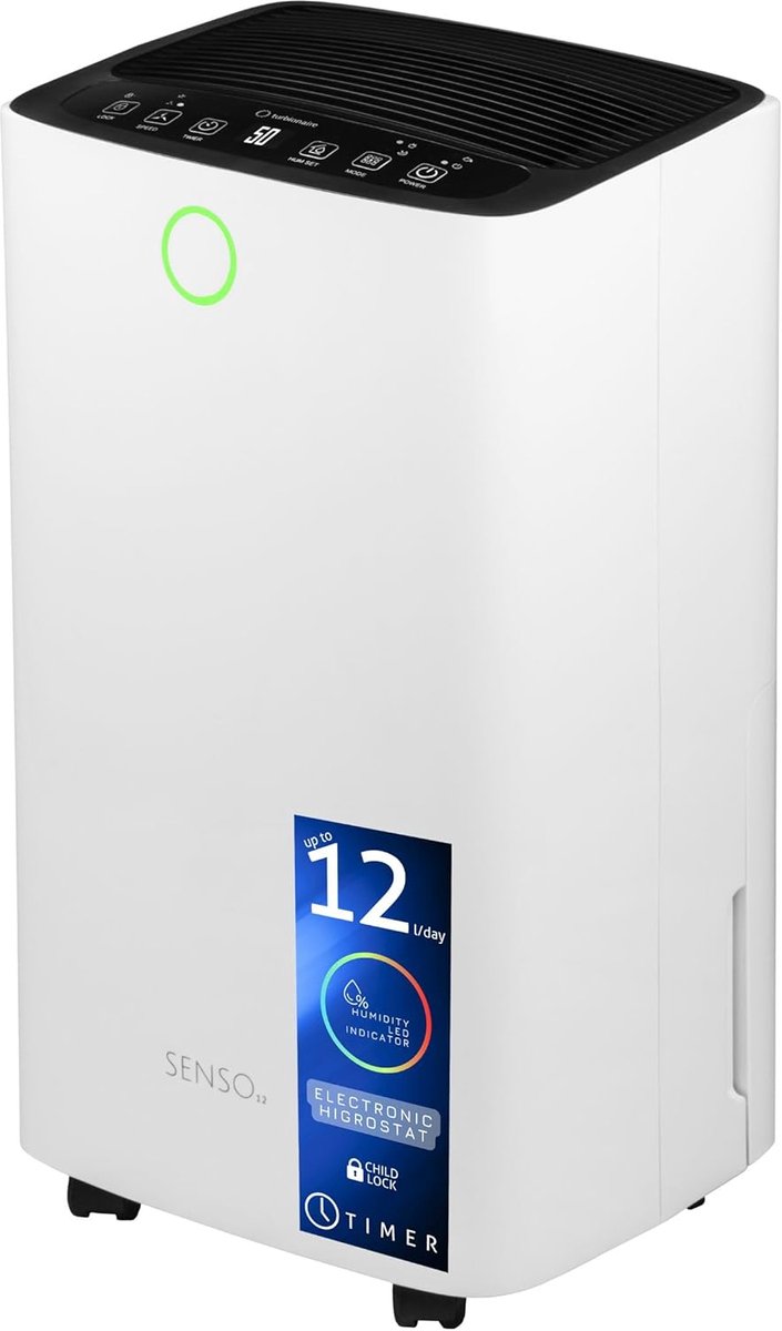 Draagbare Luchtontvochtiger 12L/24U - Laag Geluidsniveau en Energiezuinig - Geschikt voor Kamers tot 55 m³