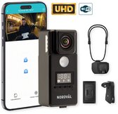 Nordväl BC101F Bodycam – 4K Ultra HD – Tot 10 uur accuduur – Ingebouwde beeldstabilisator – Wifi – 3-zijdige verlichting – Draagbare body camera