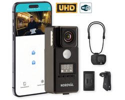 Nordväl BC101F Bodycam – 4K Ultra HD – Tot 10 uur accuduur – Ingebouwde beeldstabilisator – Wifi – 3-zijdige verlichting – Draagbare body camera
