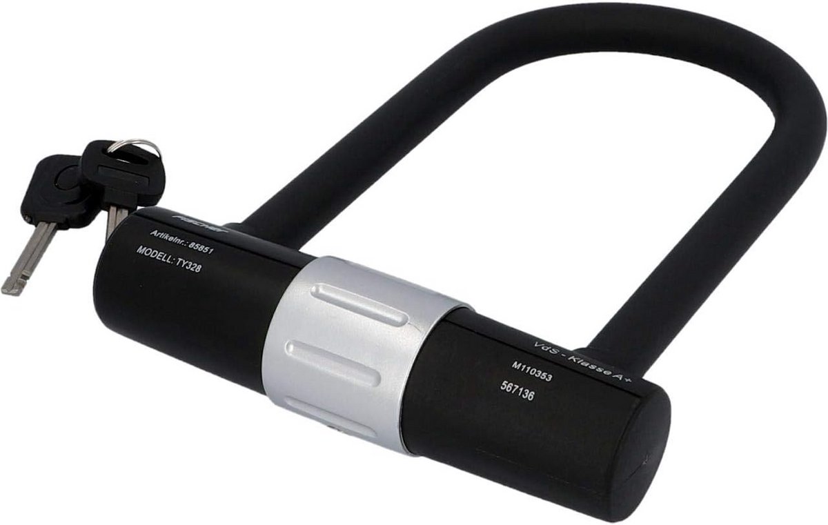 Zeer Veilig ART-gekeurd Beugelslot met Houder, 16mm Dikte, Incl. Verlichte Sleutel