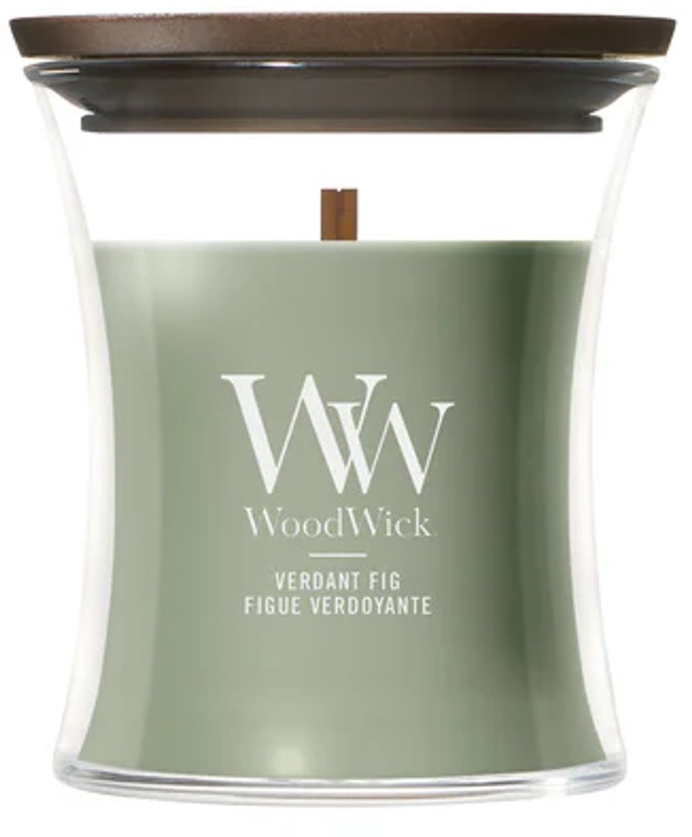 WoodWick Hourglass - Verdant Fig - Mini Geurkaars - Tot 30 branduren Groen
