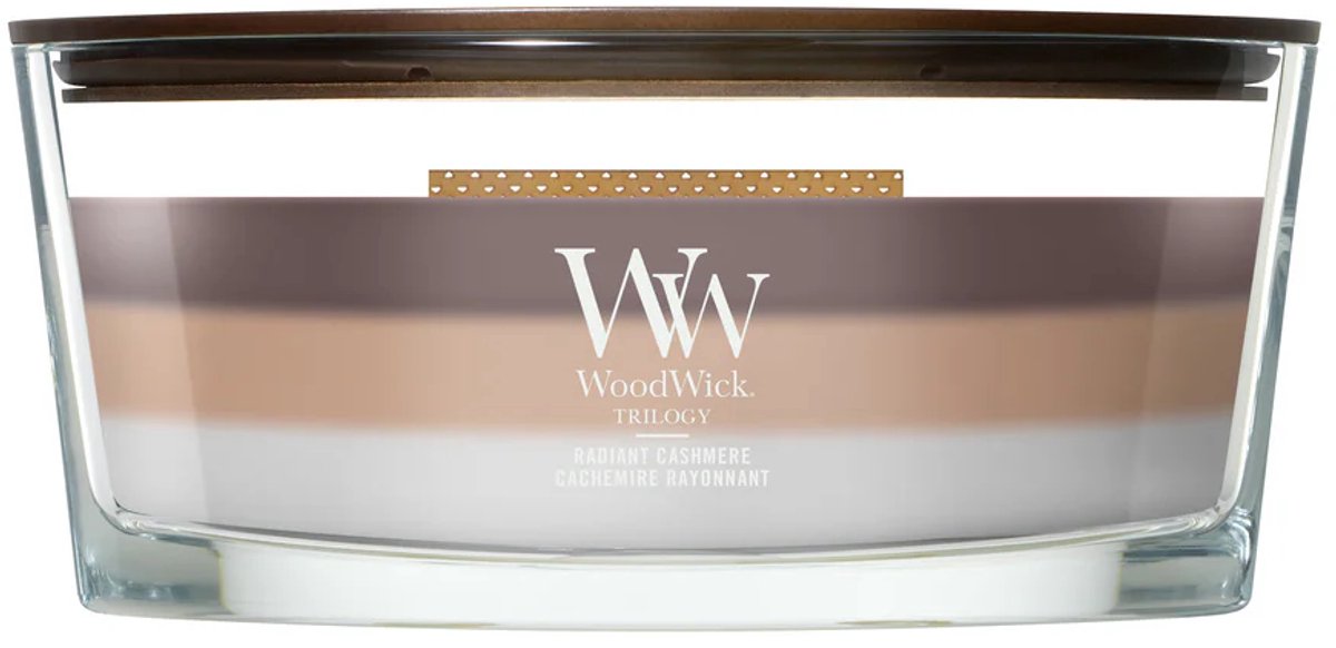 WoodWick Hearthwick - Trilogy Radiant Cashmere - Ellipse Geurkaars - 50 branduren