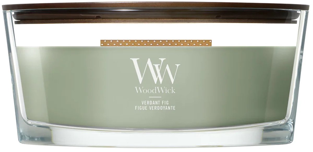 WoodWick Hearthwick - Verdant Fig - Ellipse Geurkaars - 50 branduren Groen