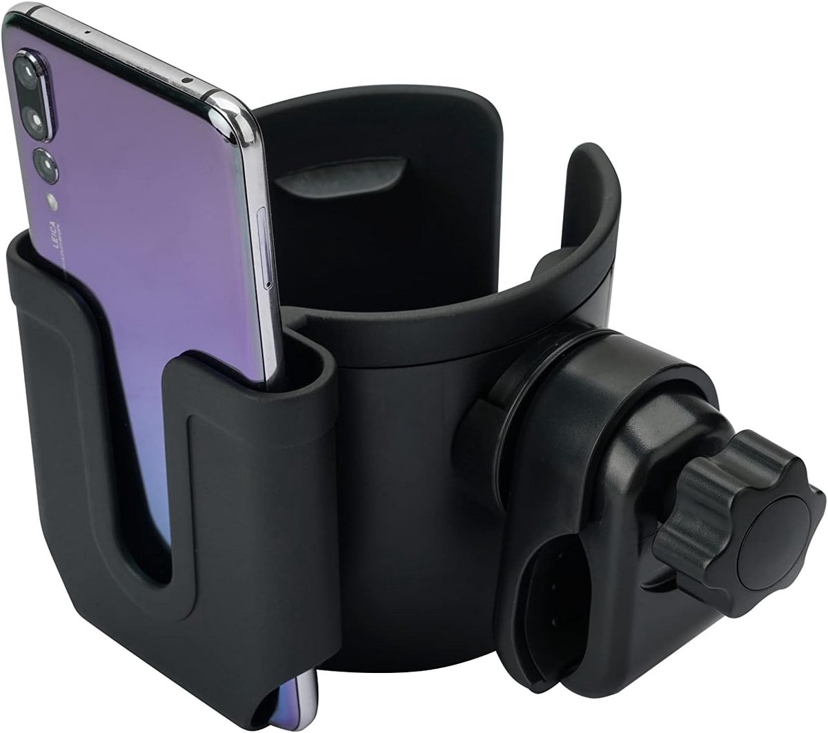Universele Bekerhouder met Telefoonhouder voor Kinderwagen, Fiets, en Rollator