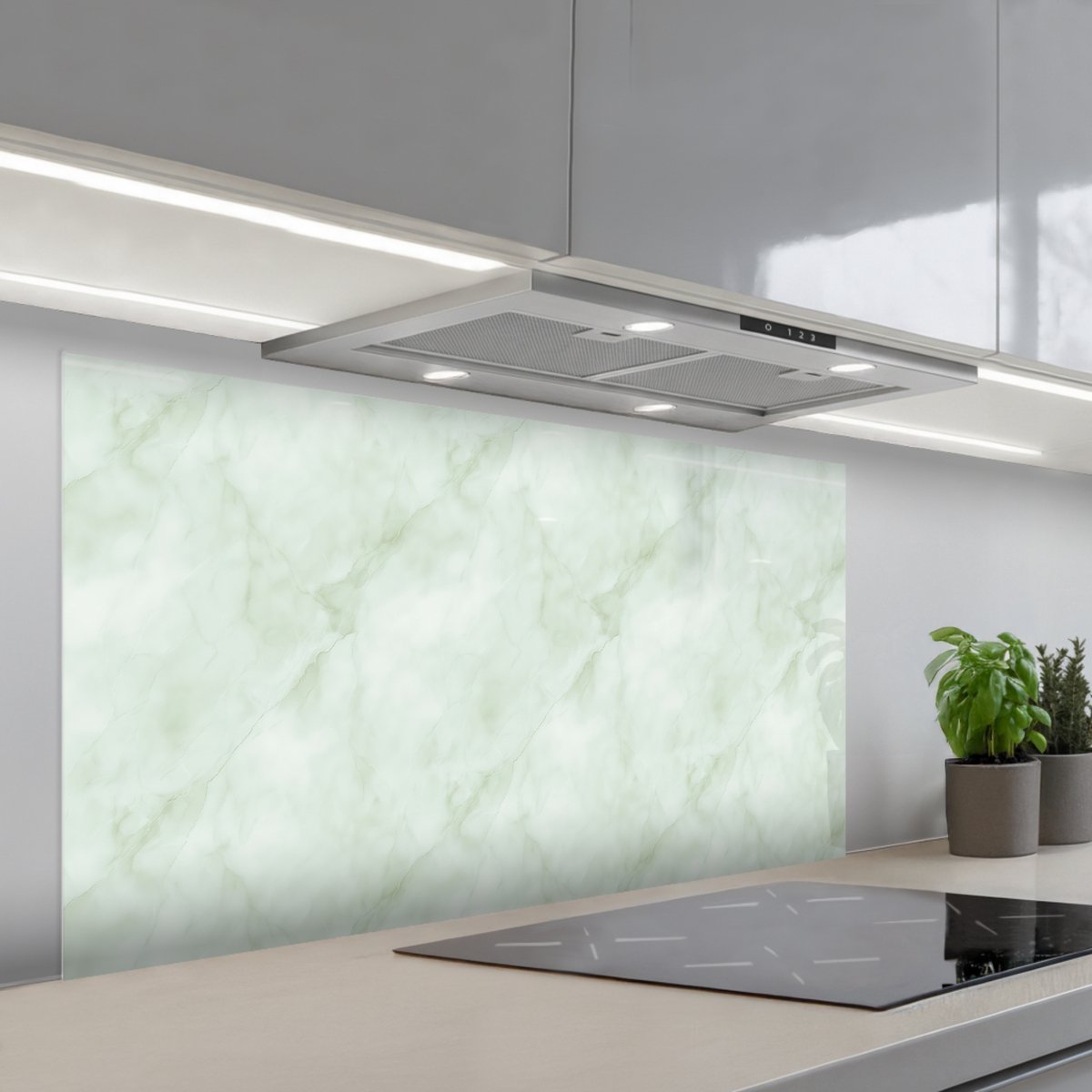 Spatscherm 120x60 cm - Zelfklevende achterwand Groen - Marmer print - Vloeiende aders - Keuken muurbeschermer - Spatwand fornuis