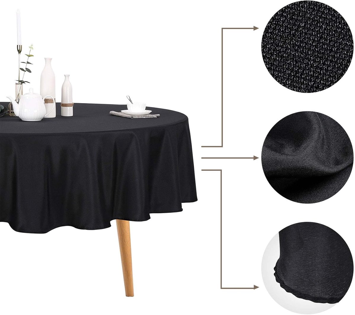 2x Rechthoekig Tafelkleed Zwart 152 cm Duurzaam Polyester voor Feest en Diner