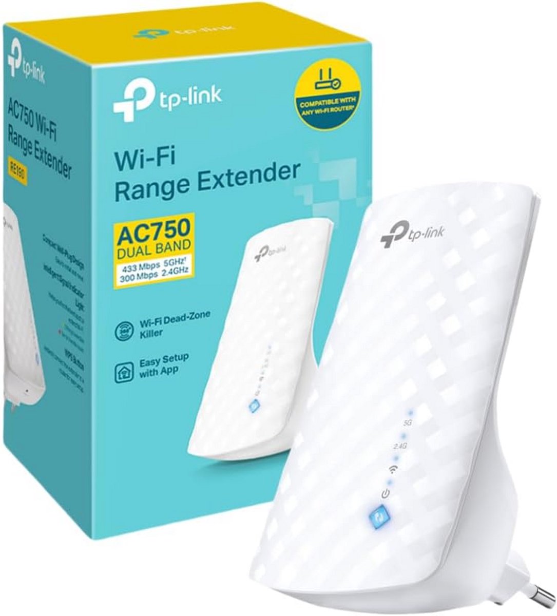 WiFi Repeater AC750 - Versterker voor 5GHz & 2.4GHz Signaal met Stekker & Signaalweergave