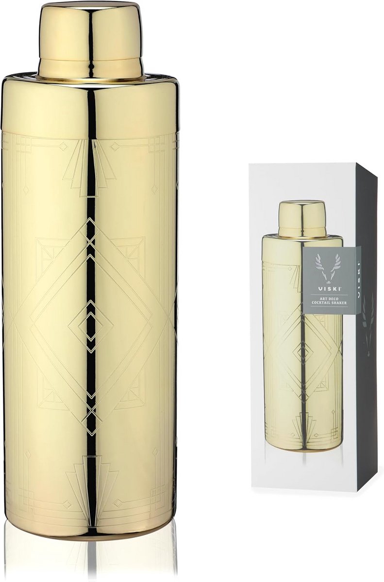 Cocktailshaker Goud RVS 700ml met Zeef - Art Deco Stijl Drankmixer