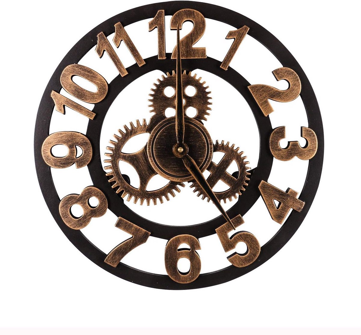 Grote Vintage Gear Wandklok Hout Geruisloos 50CM Arabische Cijfers