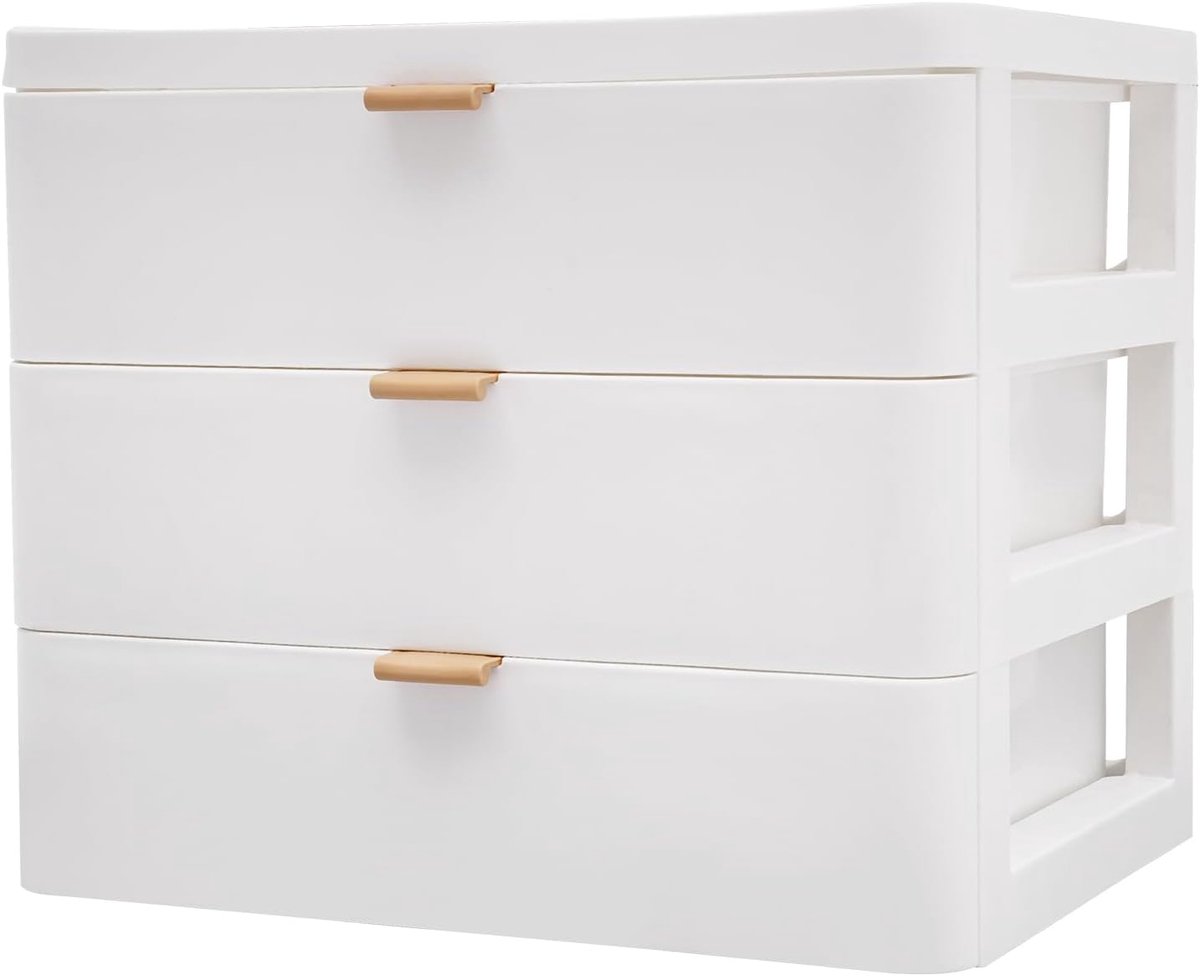 Stapelbare Opbergdozen met Lades - Wit Bureau-Organizer voor Kantoor en Thuis