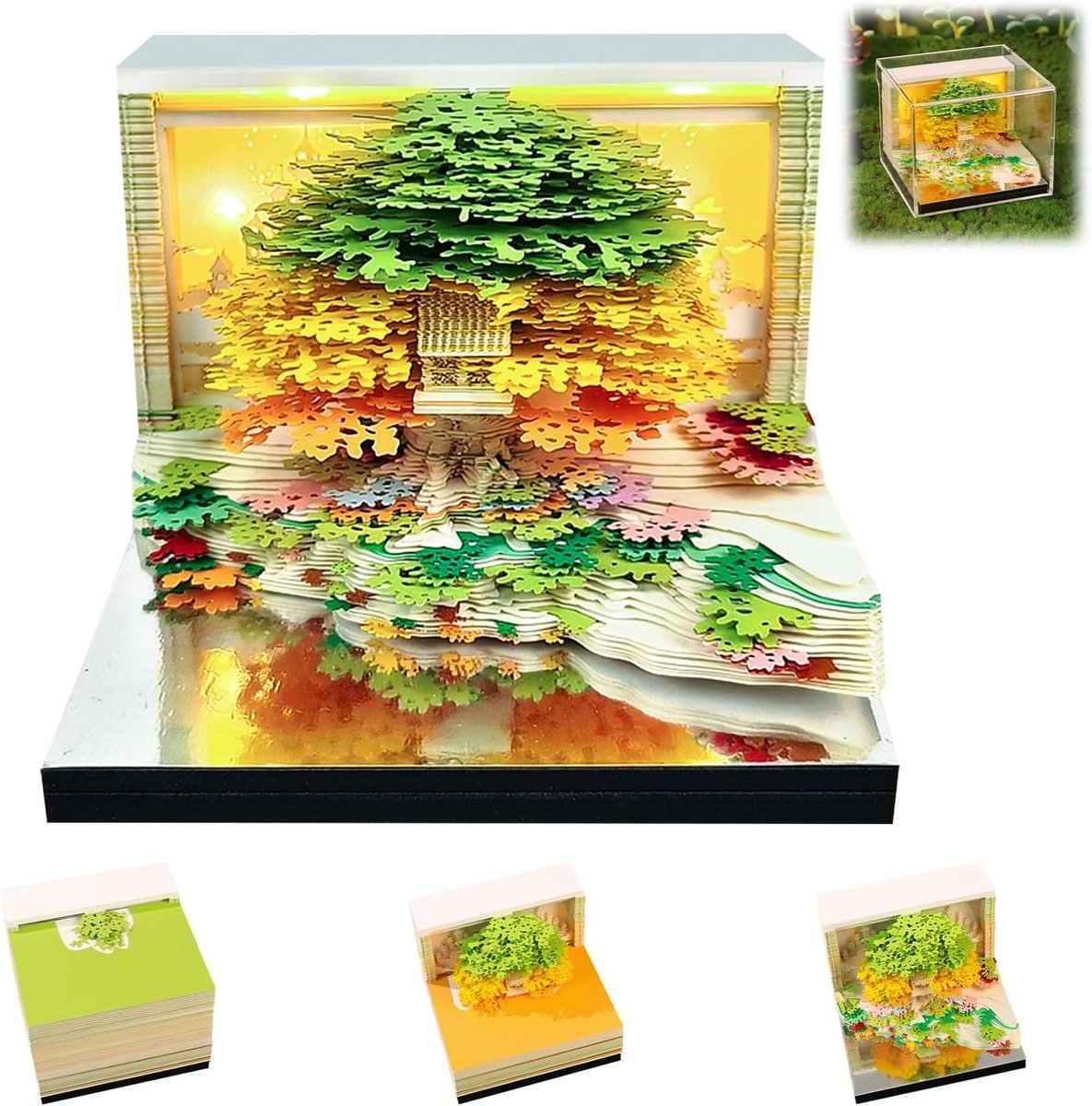3D Memopad Kalender - Papieren Notitieblok - Bureau Decoratie - Aftel Kalender - 10.8 cm - Groen