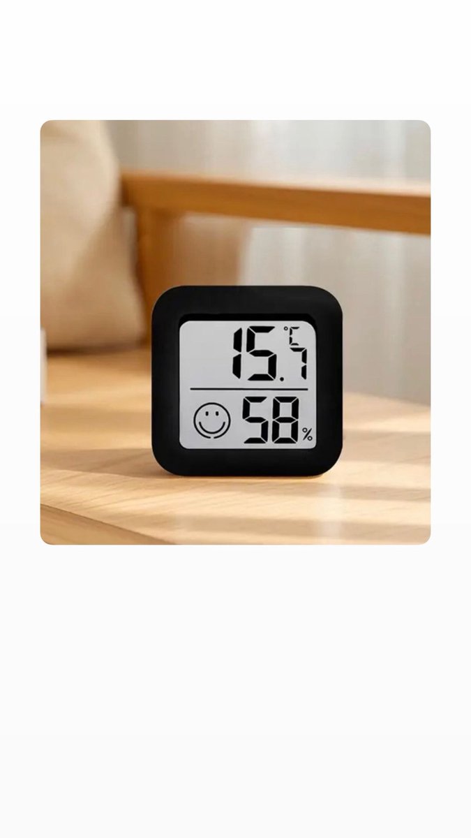 Akyol - kamer thermometer - digitale thermometer - tempratuur - zwarte thermometer - thermometer met een standaard