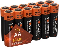 Voltière Oplaadbare Batterijen AA - 2300 mAh - 1.2V Ni-MH AA Batterij - 12 Stuks