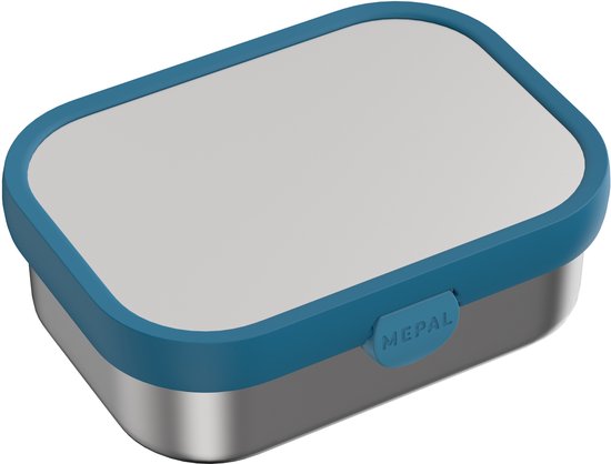 Mepal RVS bento lunchbox Campus - 750 ml - Broodtrommel met vakjes voor kinderen - Geschikt voor 4 boterhammen - Lunchbox RVS - Cool blue