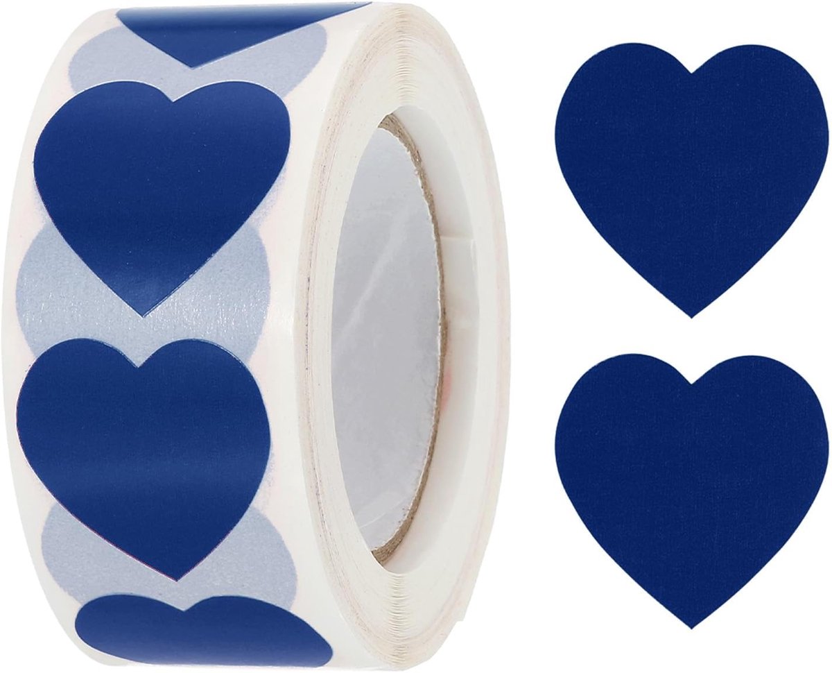 Allecto plus - Hartvormige stickers 2,5 cm donkerblauw voor Valentijnsdag bruiloft 500 stuks