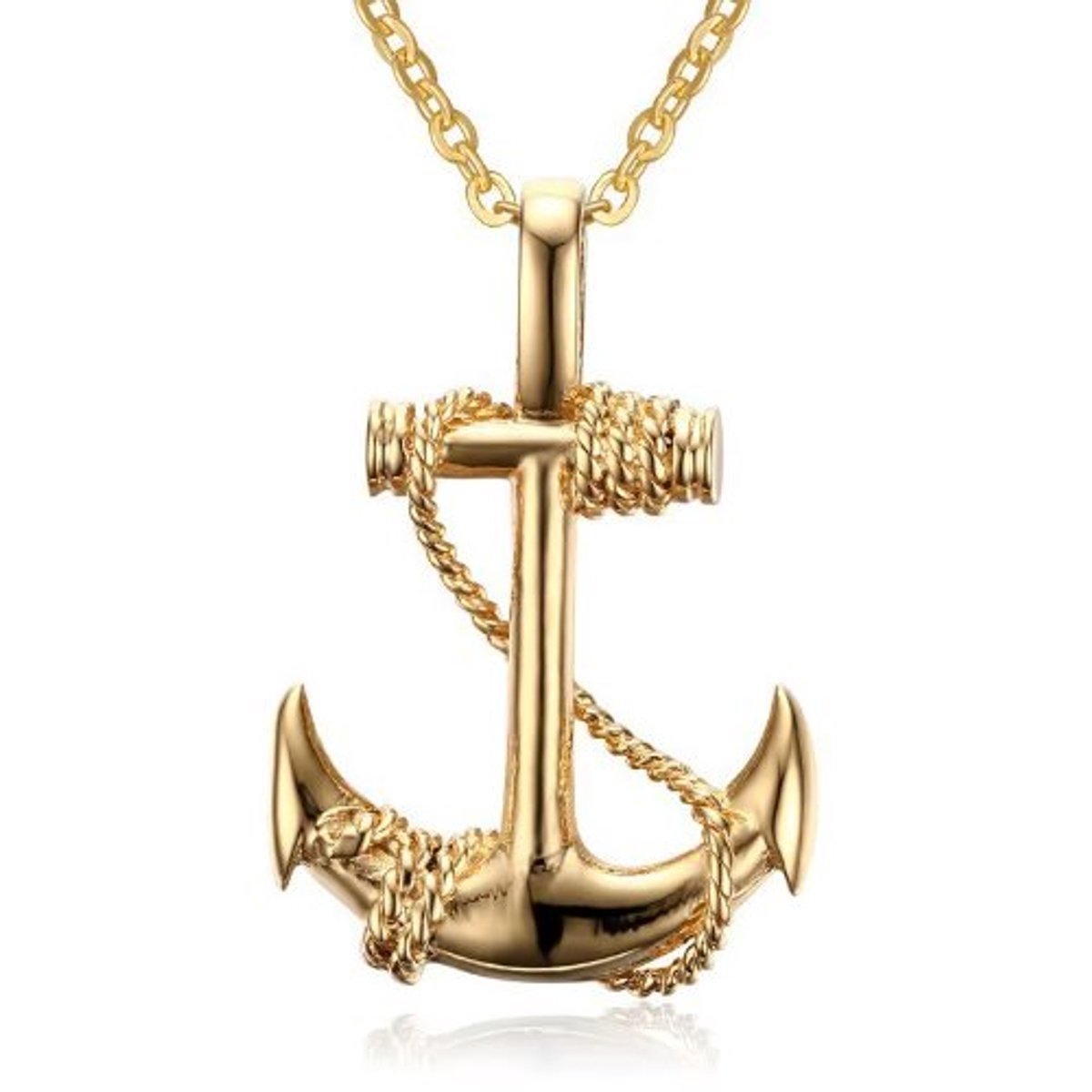 Ketting met hanger Anker. Goudkleur
