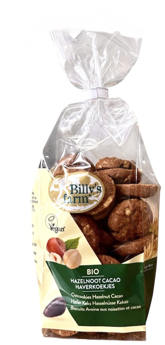 Billy's Farm Biologische Haverkoekjes hazelnoot cacao (DOOS 8x175 gram grootverpakking) NL-BIO-01