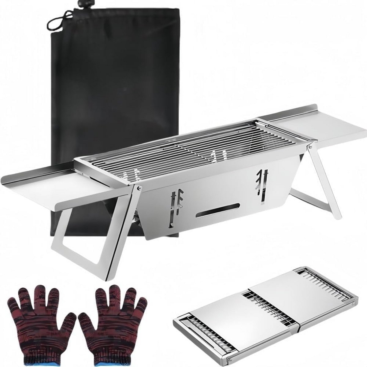 Inklapbare Houtskoolbarbecue - Draagbare BBQ Grill voor Camping, Picknick en Strand