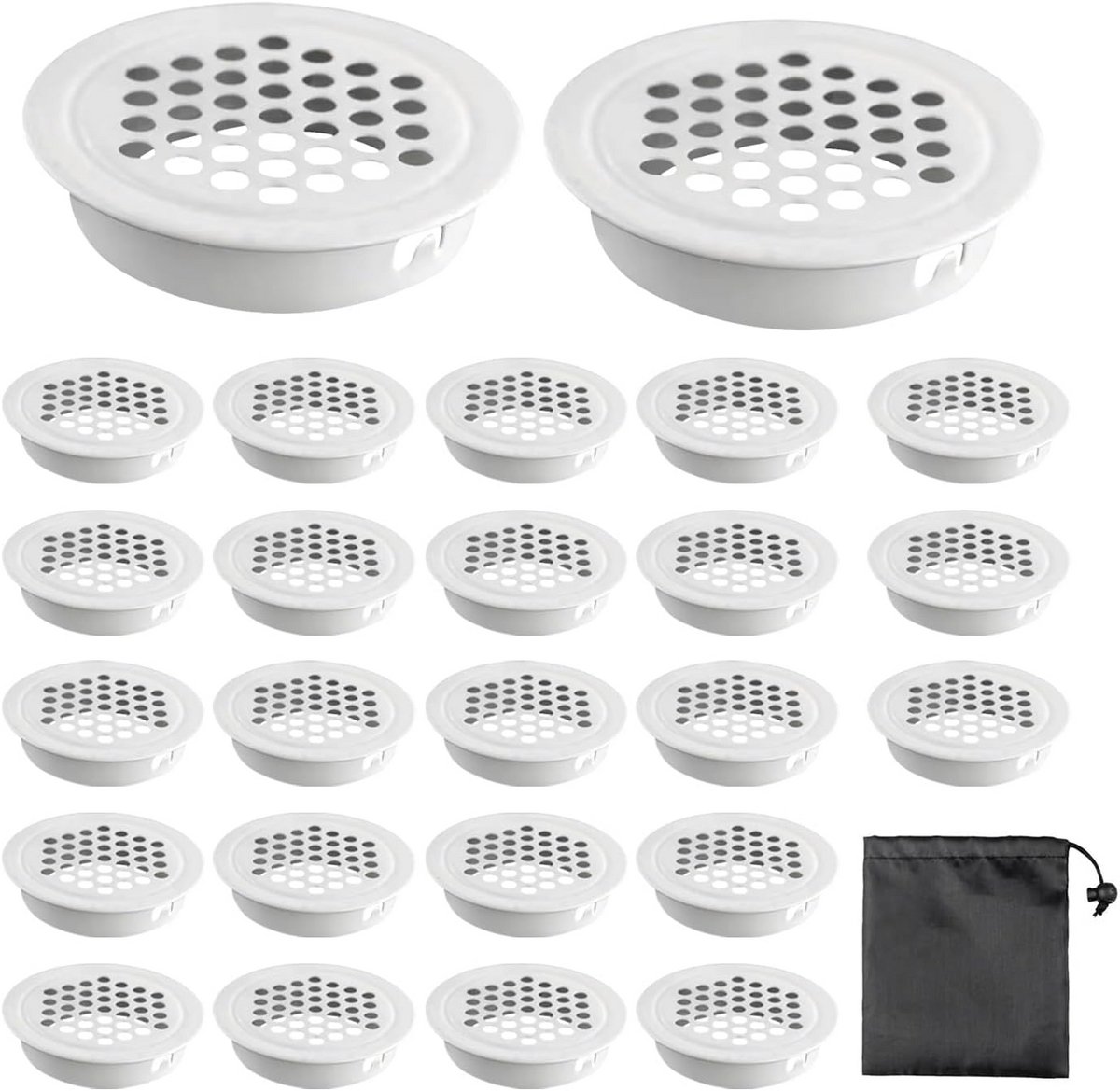 25 stuks Ronde RVS Ventilatie Roosters Wit 35mm Ademend Kastnet