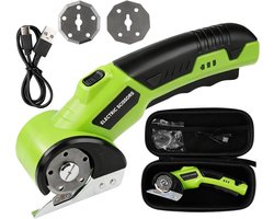 Elektrische Schaar 3,6V Universeelsnijder - Met 2 Messen - Veiligheidsvergrendeling - LED-Verlichting - Stofschaar - Kartonschaar - Textielschaar - Tapijtschaar - Accuschaar - Snijmachine - Snijdt Leer, Pvc, Tapijt, Karton en Meer