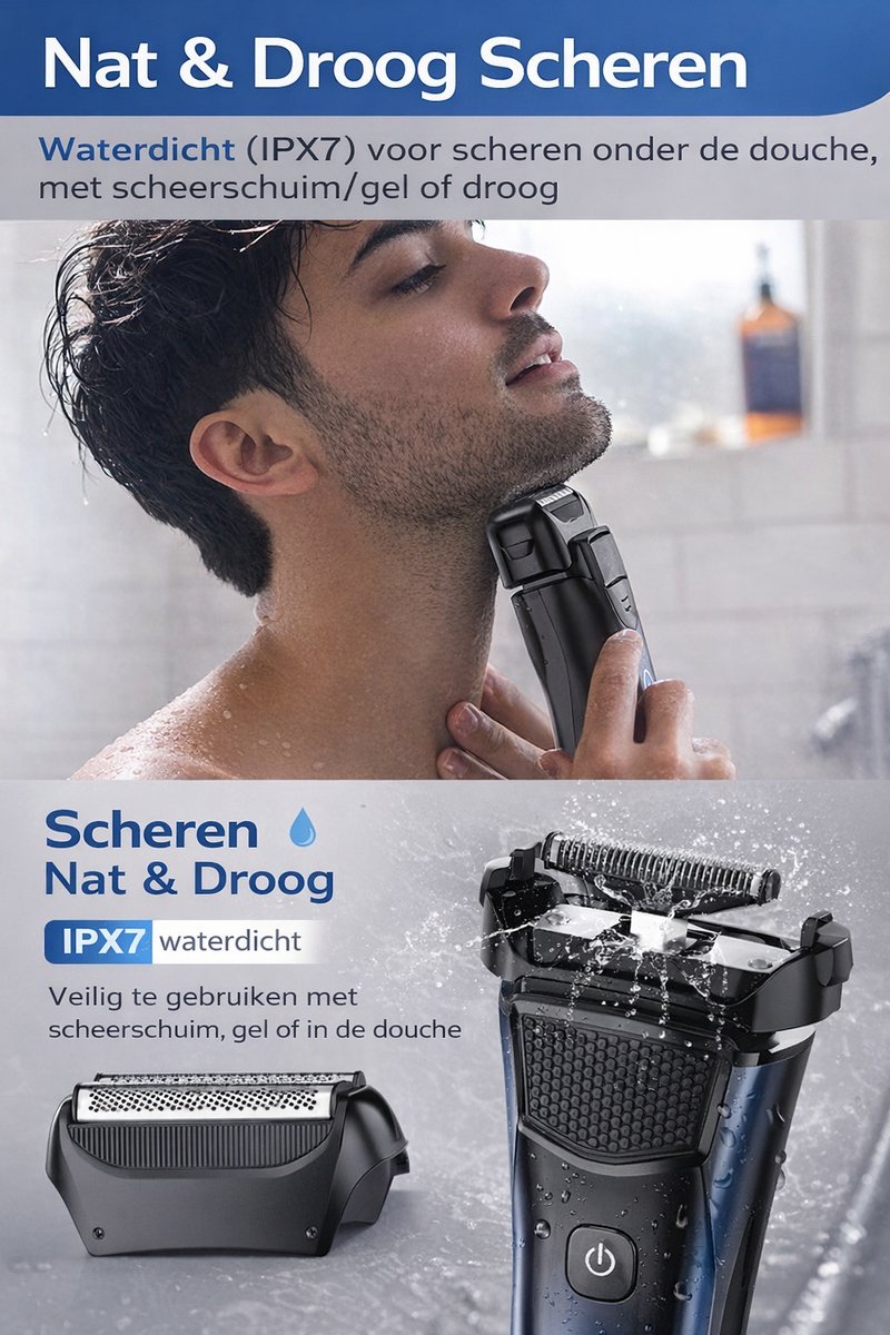 Wale Elektrisch Scheerapparaat Heren met 3 Flexibele Messen - afbeelding 3