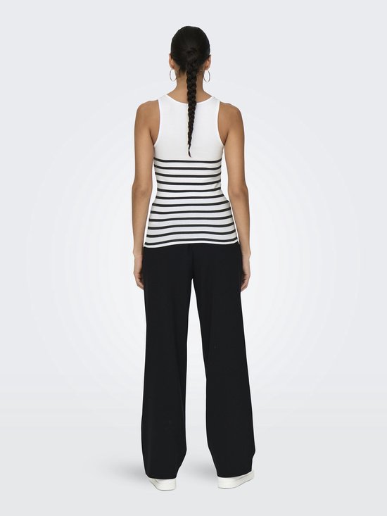 Only Top Onlkenya Débardeur à rayures côtelées Jrs No 15318407 White brillant / Noir Taille femme - L