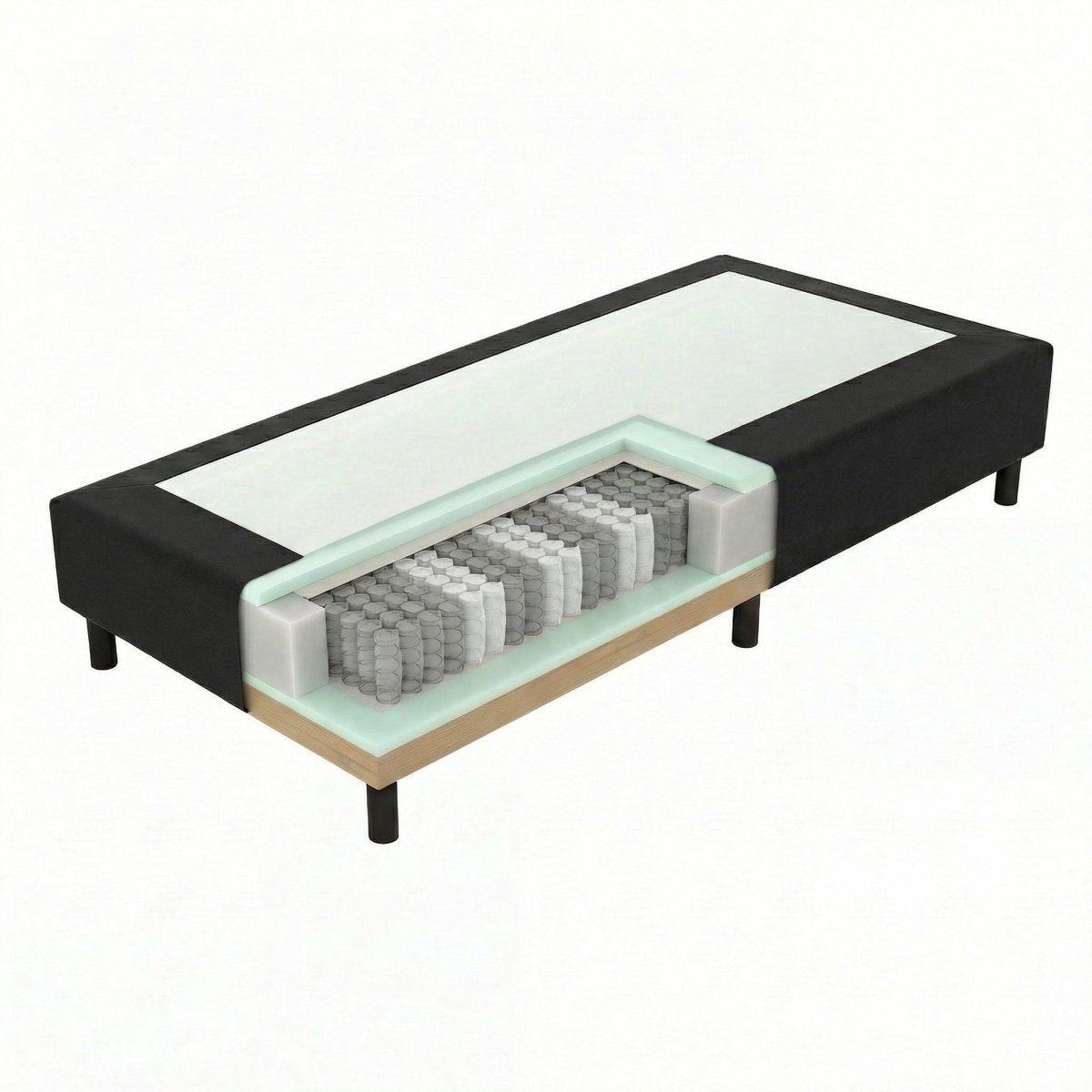 Mörgenn Pocket Boxspring - Losse onderbox met pocketvering - Hotelkwaliteit - Zwart - 70x210 - 30cm hoog