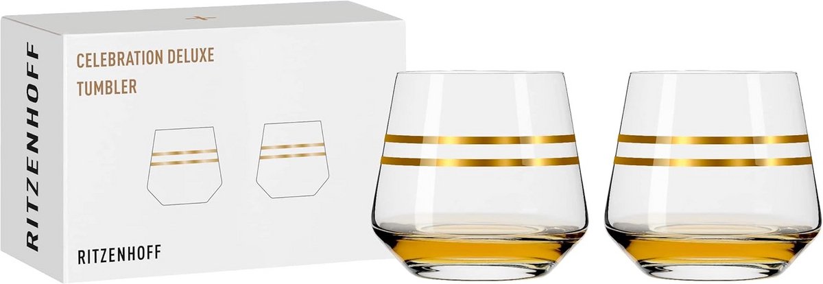 Champagneglazen set van 2 met echt goud - Kristalglas - 200 ml