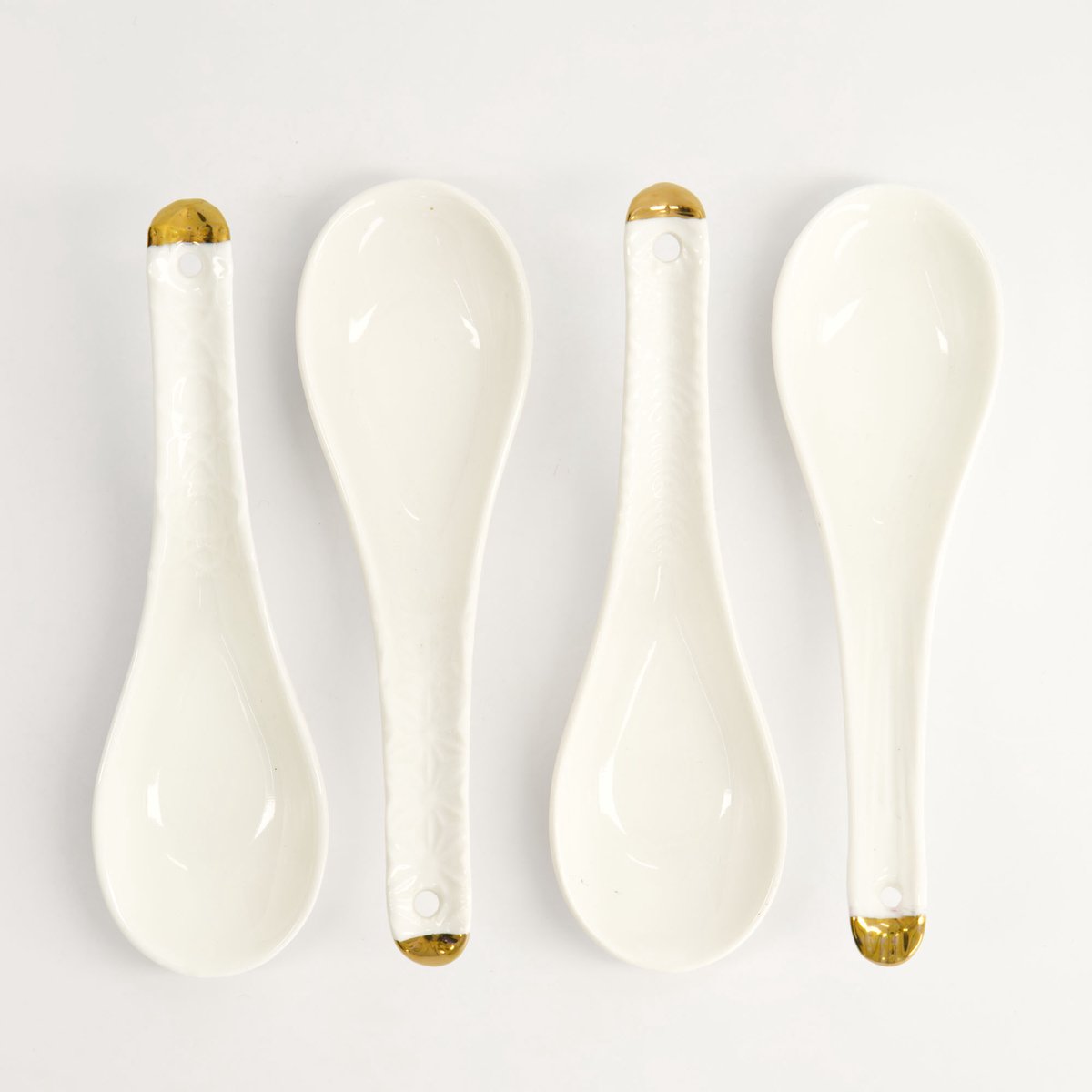 Tokyo Design Studio - Nippon White - Goude Rand Lepelset 4stuks Wit Goud