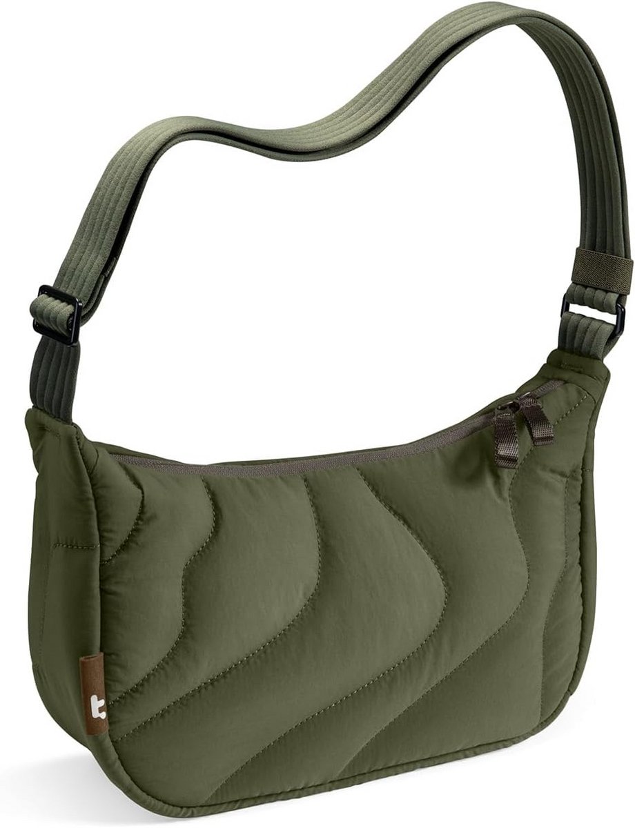 Gewatteerde Puffer Sling Crossbody Tas voor Dames - Trendy Halvemaan Schoudertas met Verstelbare Band
