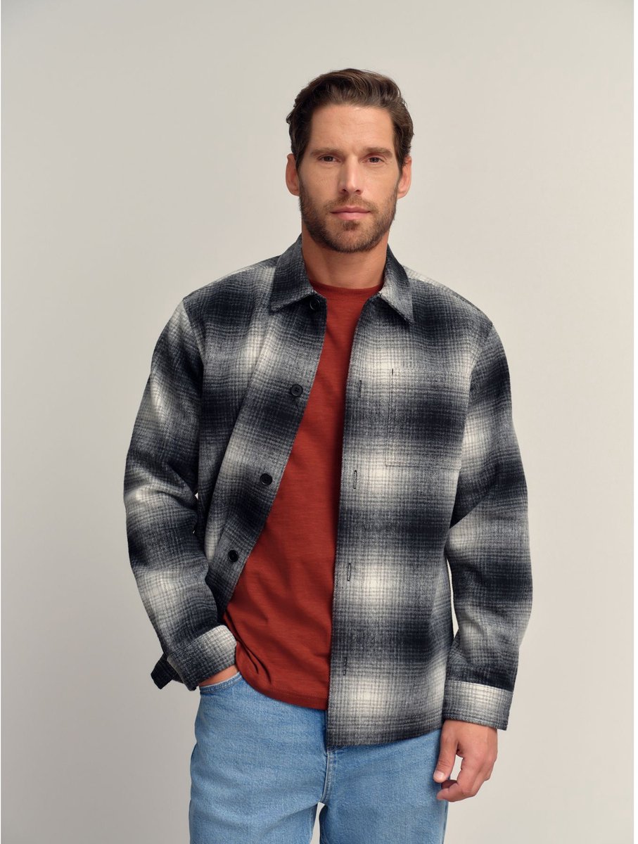 Next - Heren - Geruite shacket met kleurverloop - Zwart