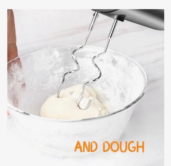 ISWISS CX-6619 Handmixer - Luxe RVS Design - Krachtige 300W Koperen Motor - 5 Snelheden - Inclusief 2 Gardes & 2 Kneedhaken - Turbo Functie - Zilver/Zwart van Merkloos — afbeelding 5