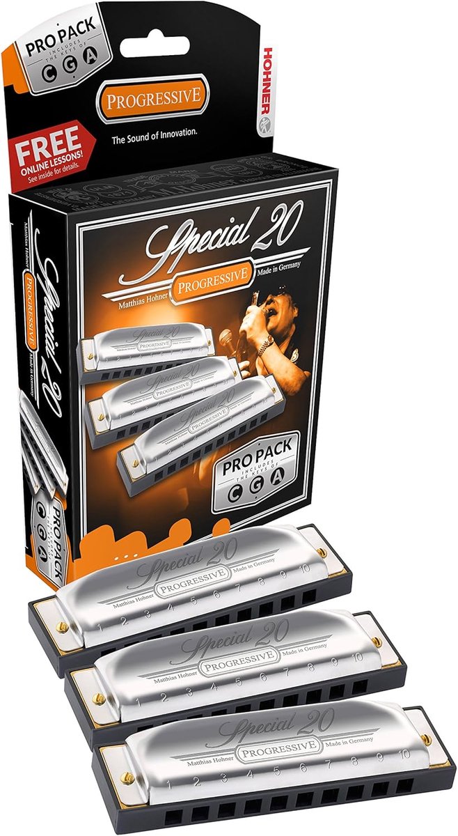 Set van 3 Mondharmonica's in C, A en G