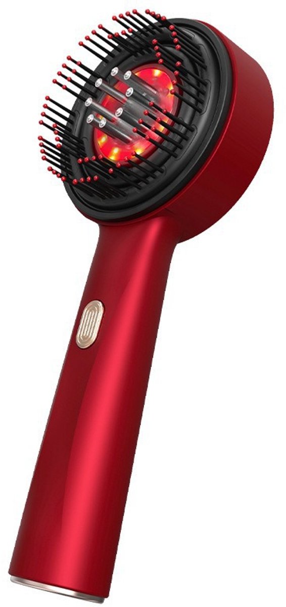 Hoofdmassagekam, haargroeikam, massageborstel met roodlichttherapie - rood