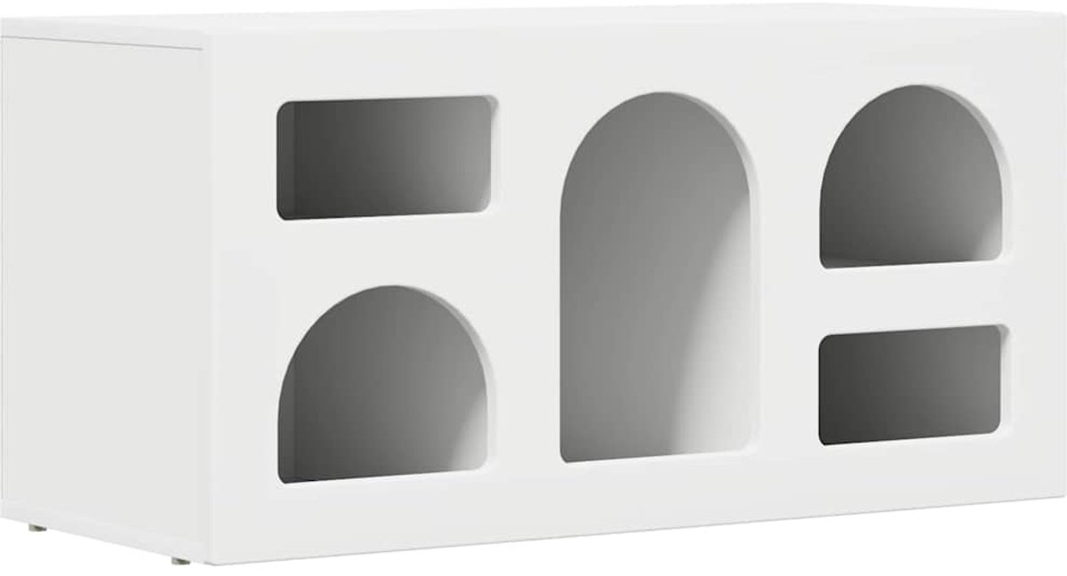 vidaXL - TV - Kast - ELST - 80 - x - 35 - x - 40 - cm - Wit - Bewerkt - hout