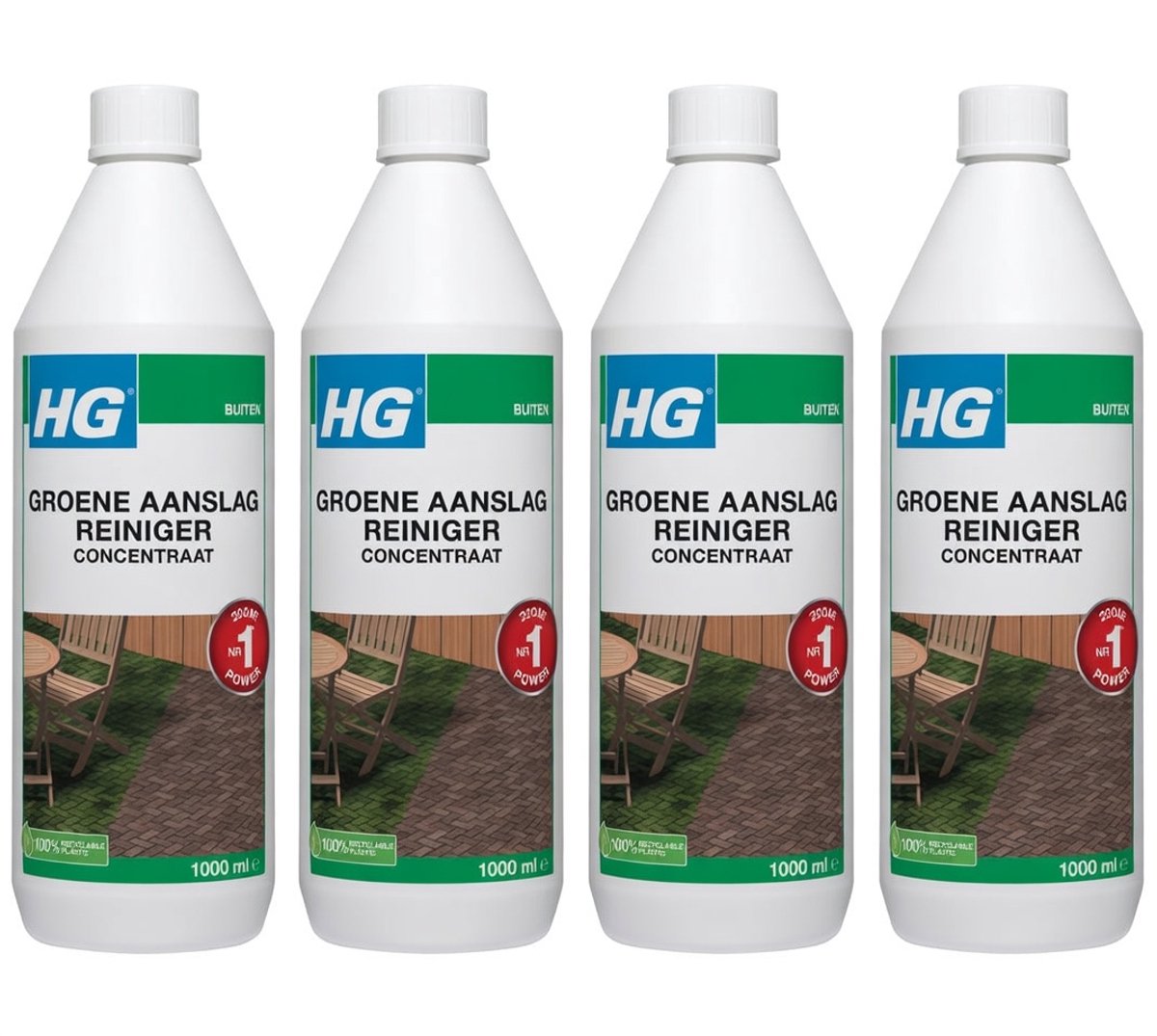 HG groene aanslagreiniger concentraat 1L 9374N - 4 stuks + KD Handschoenen