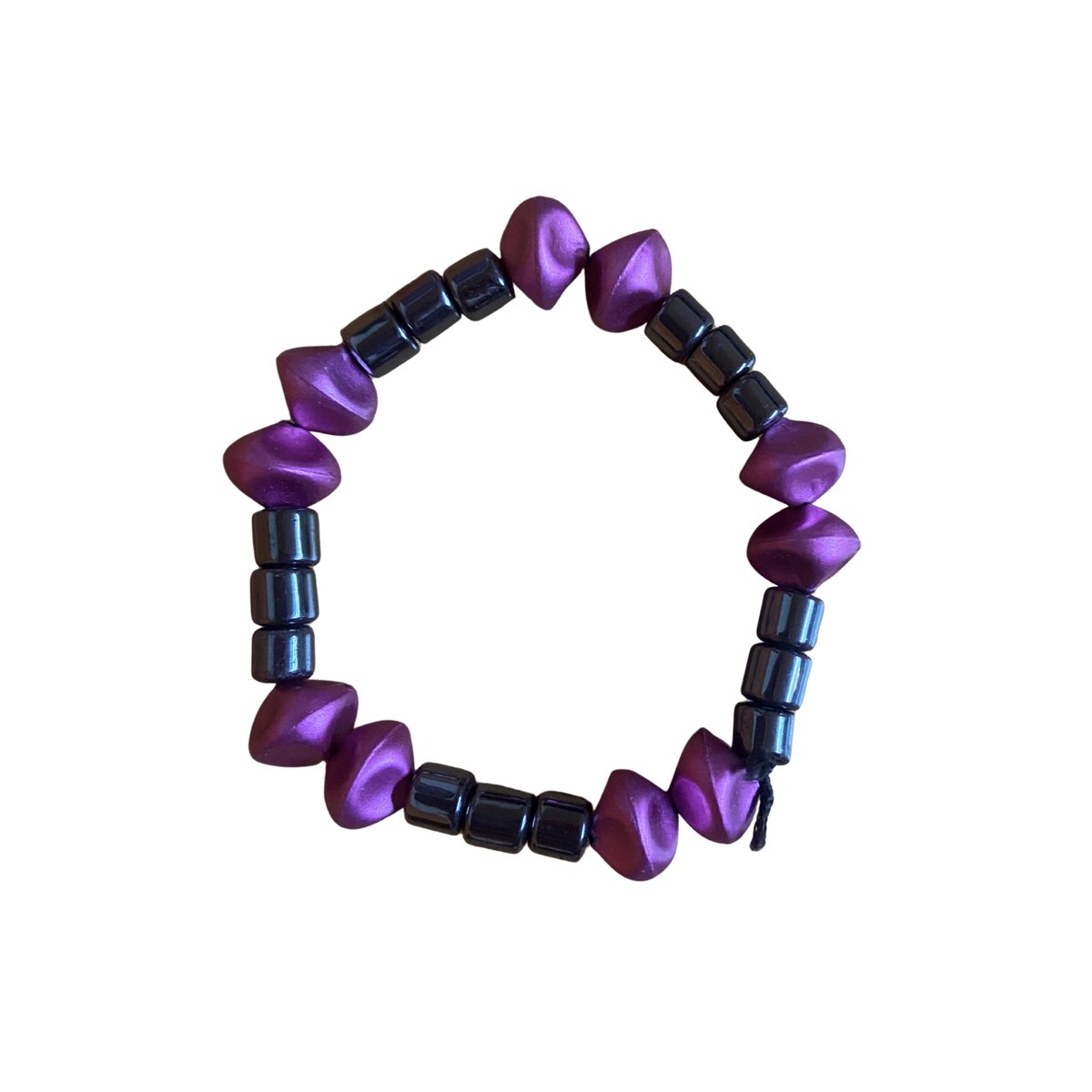 Edelsteen Hematiet Armband Roze – Zwart & Roze Kralen – Elastische Armband