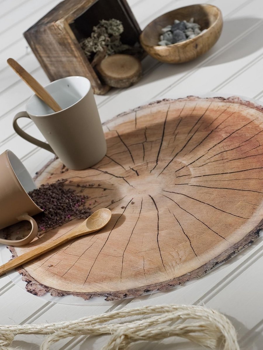 Set van 6 Ronde Placemats in Bruin PVC - Tafelset voor Feestelijke Dingen