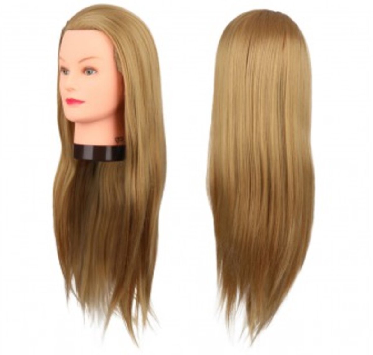 Kappers Poniks Training Model - Voor het leren van synthetisch haar - 60cm Blond