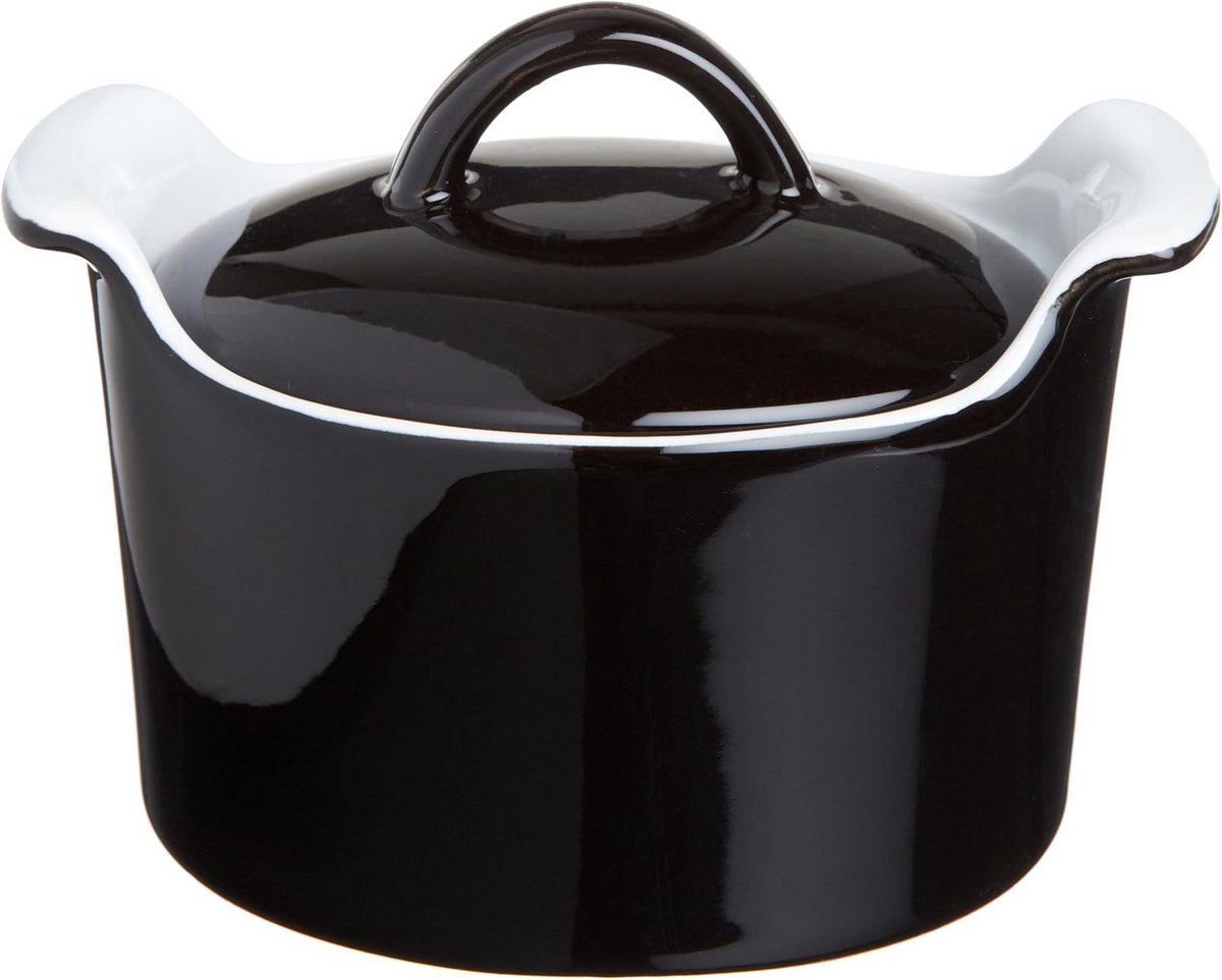 Mini Braadpan 13cm Keramiek met Deksel Zwart