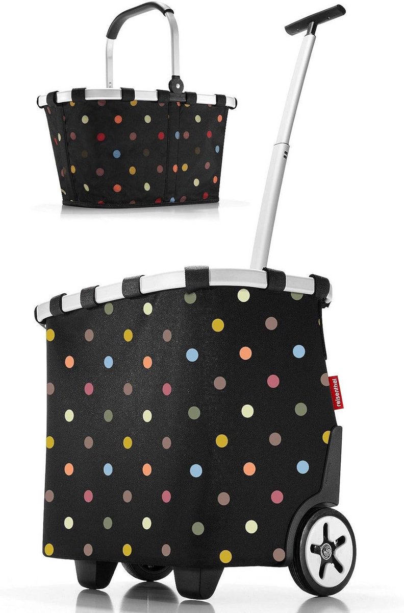 Winkelwagen Set met Grote Boodschappentas en Losse Draagtas - Polkadot Design