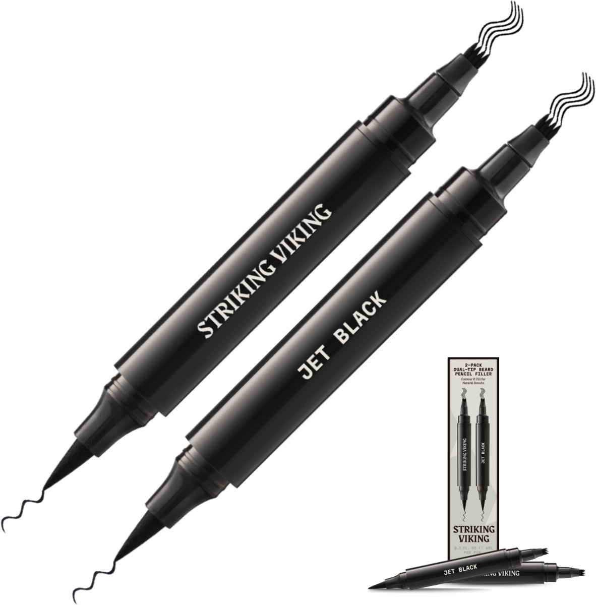 Baardvuller Pen - Dubbele Punt (2-pack) - Medium Zwart