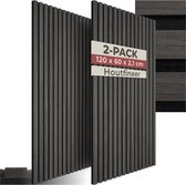 tectake® Akoestische Panelen - Set van 2 - Akoestisch Wandpaneel - 60 x 120 cm - 1,44 m² - Wandpanelen met Aanpasbare Grootte - Lattenwand van MDF en Houtfineer - Geluidsisolatie - Stijlvolle Wanddecoratie - Eenvoudige Montage - Zwart Eiken